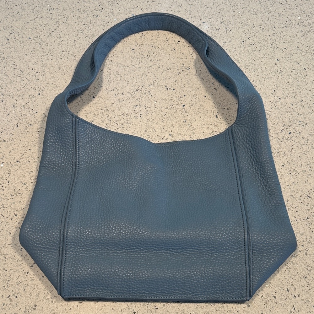 Auxiliary Pebbled Shoulder Bag in Slate Blue